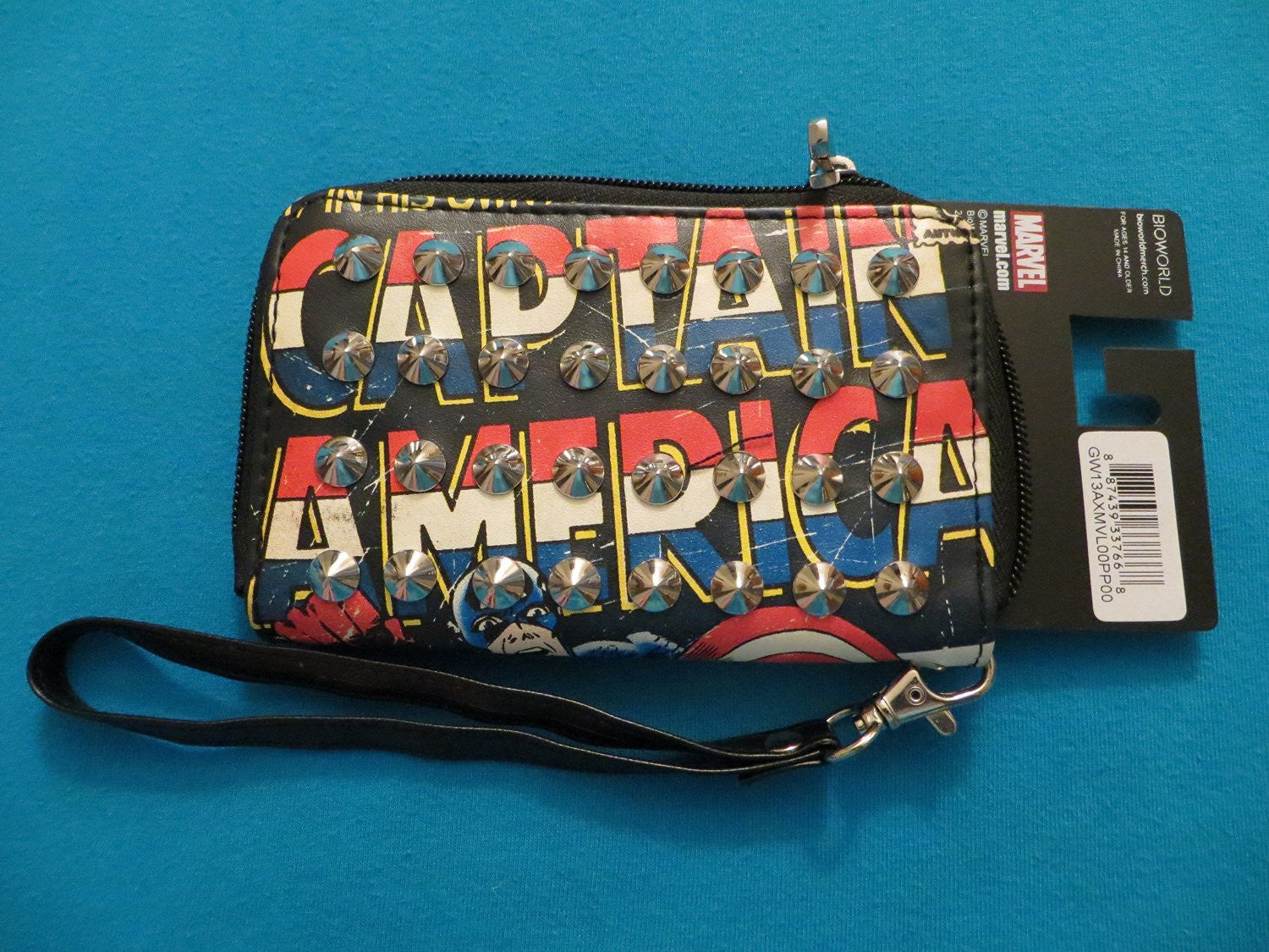 Marvel Comics Captain America Studded Zip Around Wallet Licensed New